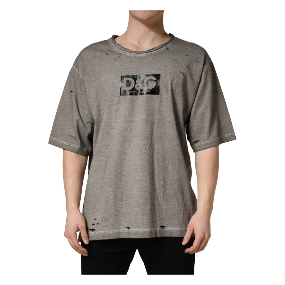 Dolce & Gabbana Herren Grau - Kurzärmeliges T-Shirt Mit Rundhalsausschnitt - Tops - L