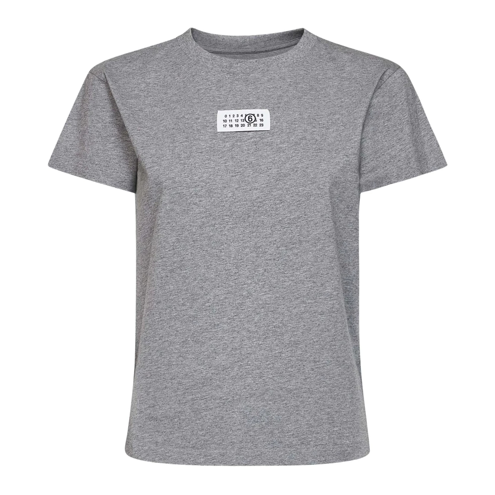 Mm6 Maison Margiela Damen Grau - T-Shirt Mit Rundhalsausschnitt - Tops - Xs