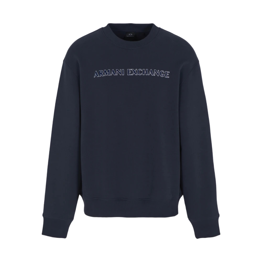 Armani Exchange Herren Blau - Logo Signature Rundhals-Sweatshirt - Sweatshirts & Hoodies - Xs