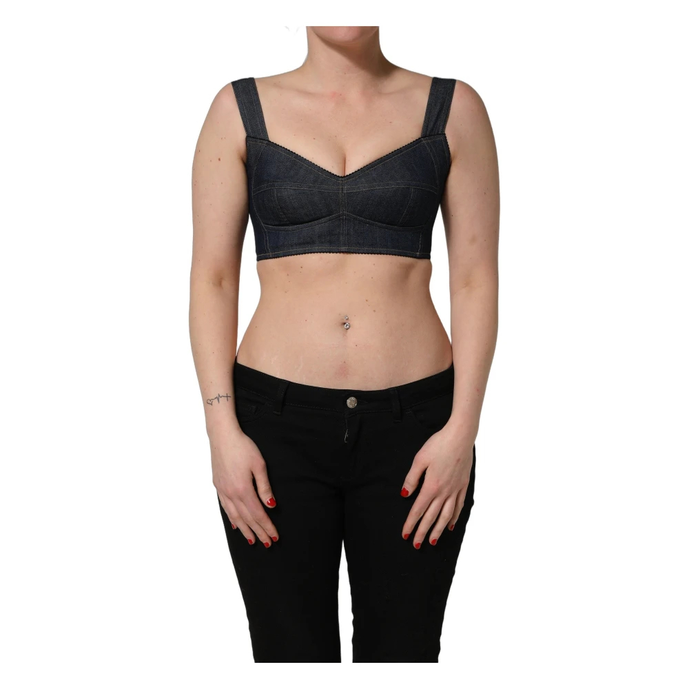 Dolce & Gabbana Damen Schwarz - Denim Corset Bralette Top - Tops - K - S