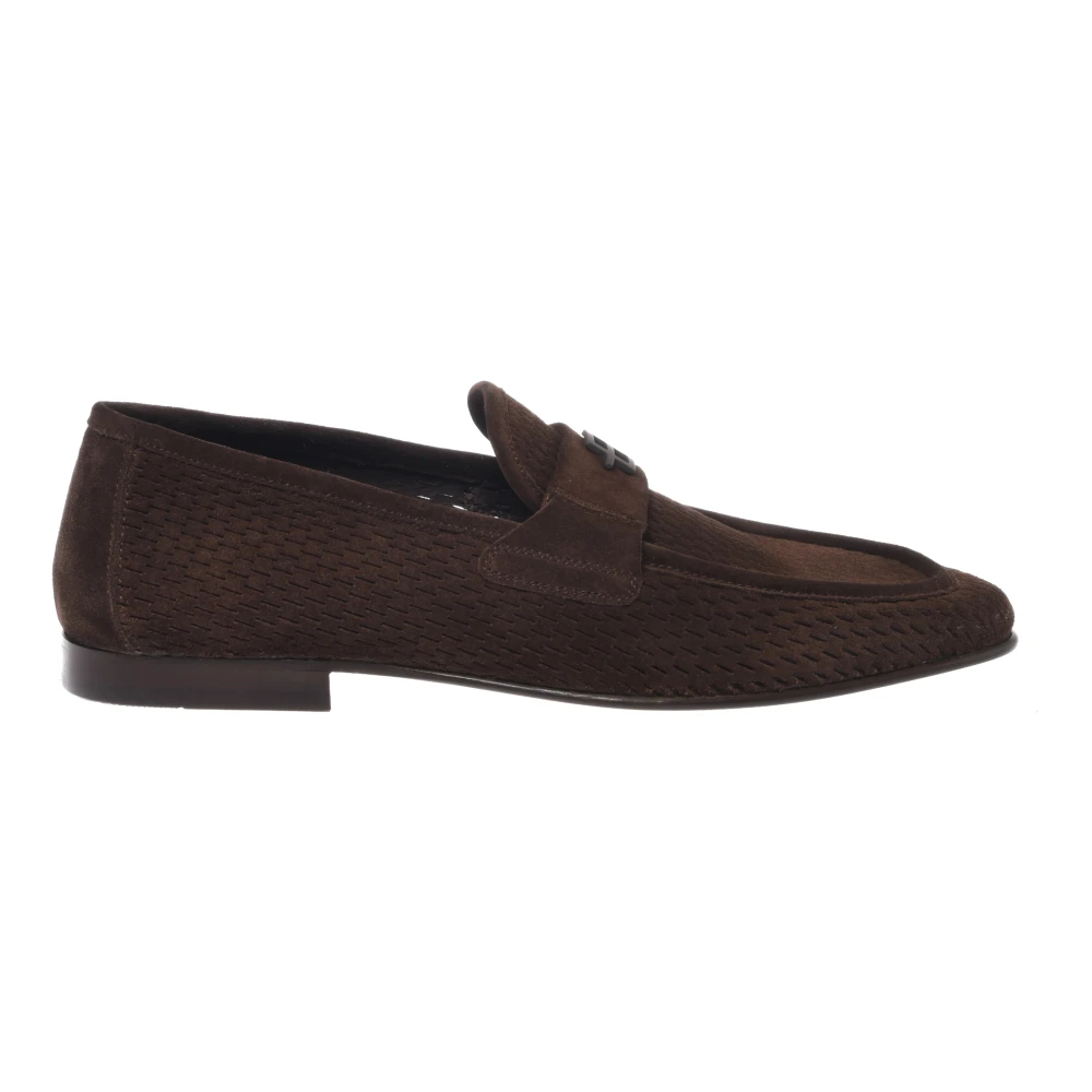 Baldinini Herren Braun - Perforated Suede Loafer - Shoes - 44 Eu