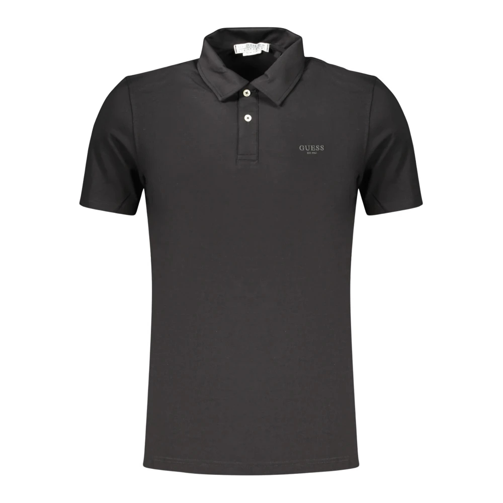 Guess, Herren, Shirts, Jeans Black Cotton Men's Polo, Schwarz, (XL) - Bild 4