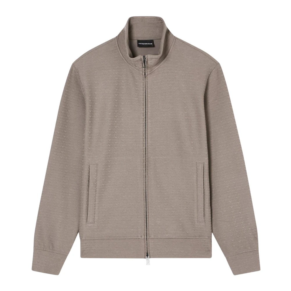 Emporio Armani Herren Beige - Texturiertes Sweatshirt Mit Durchgehendem Reißverschluss - Sweatshirts & Hoodies - M