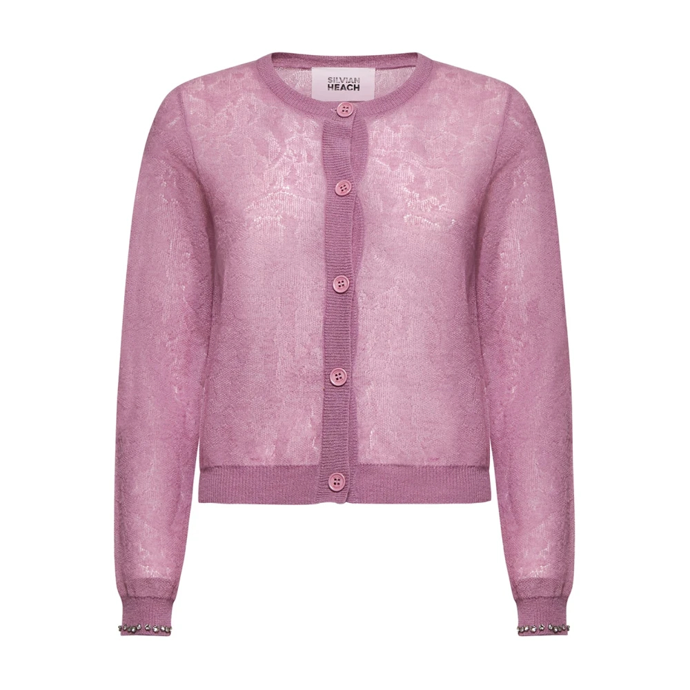 Silvian Heach Damen Rosa - Strickjacke Mit Rundhalsausschnitt - Knitwear - 2XS