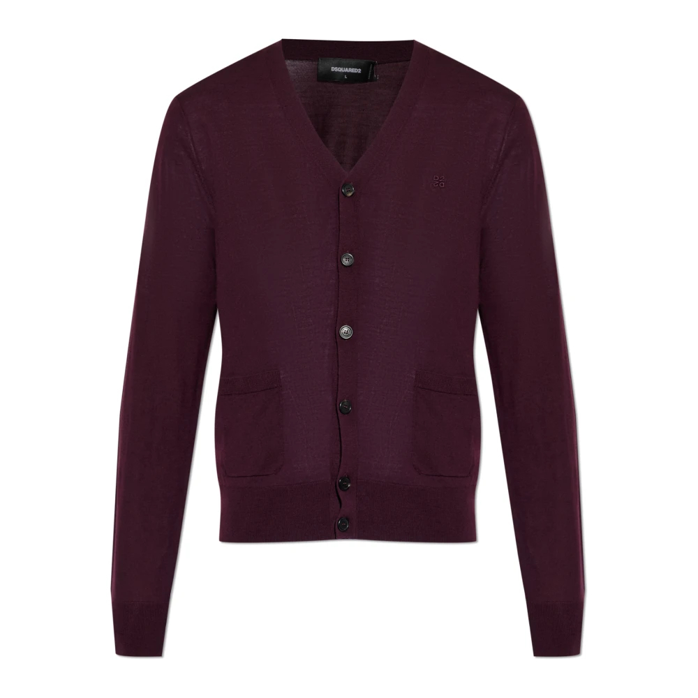 Dsquared2 Herren Rot - Wollstrickjacke Mit Taschen - Knitwear - 2XL