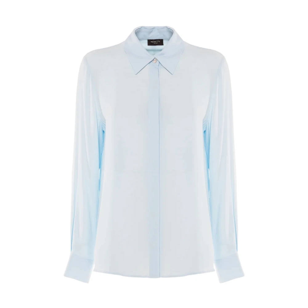 Nenette Damen Blau - Viskose-Shirt Mit Verdeckter Knopfleiste - Blouses & Shirts - Xl