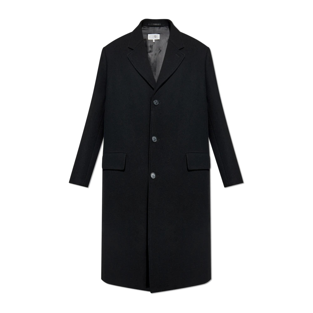 Mm6 Maison Margiela Herren Schwarz - Wollmantel - Coats - K - L