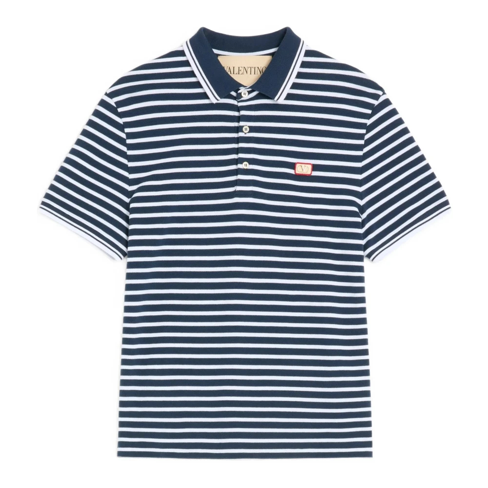 Valentino Garavani - Cotton Piqué Polo With Vlogo Patch - Tops -Herren -Blau -L