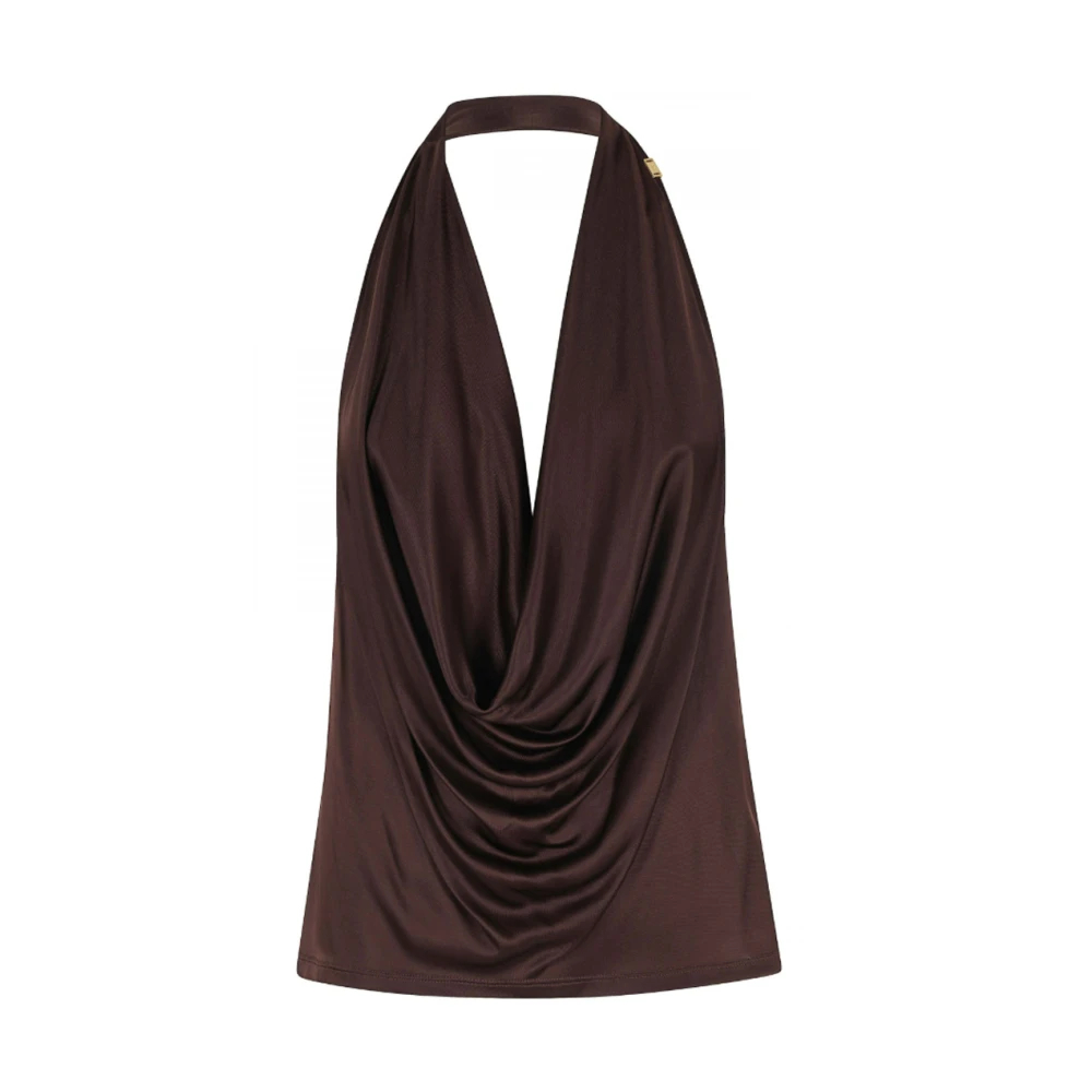 Elisabetta Franchi Damen Braun - Halterneck Draped Top - Tops - M
