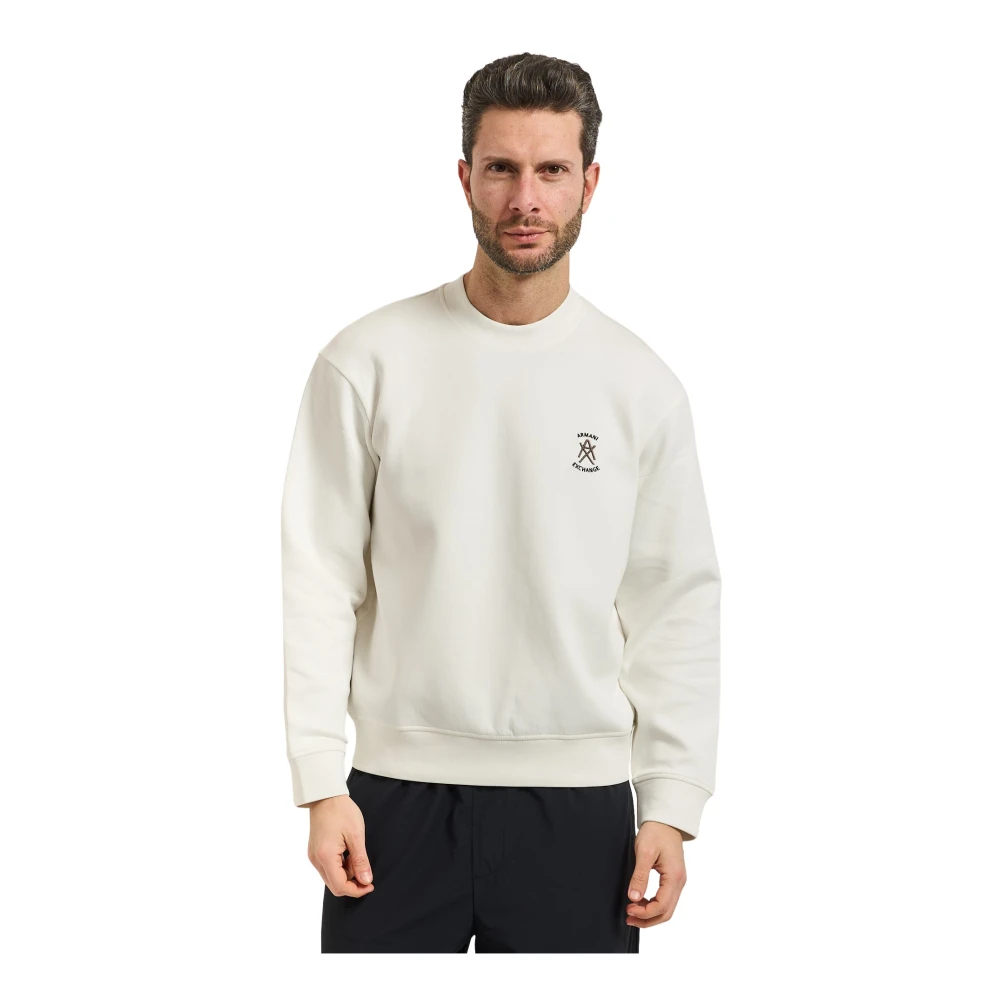 Armani Exchange Herren Weiß - Crewneck Sweatshirt Mit Logo - Sweatshirts & Hoodies - 2XL
