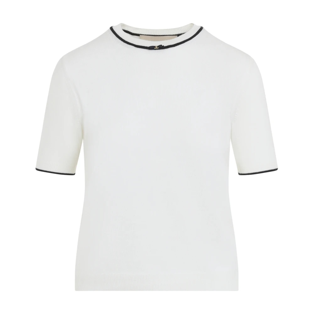 Valentino - Strick-Woll-T-Shirt - Knitwear - Damen - Beige - S