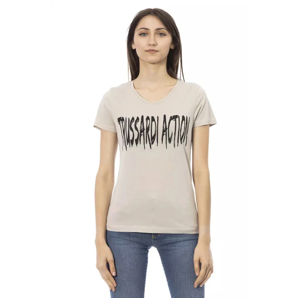 Trussardi Damen Beige - V-Ausschnitt T-Shirt - Tops - S