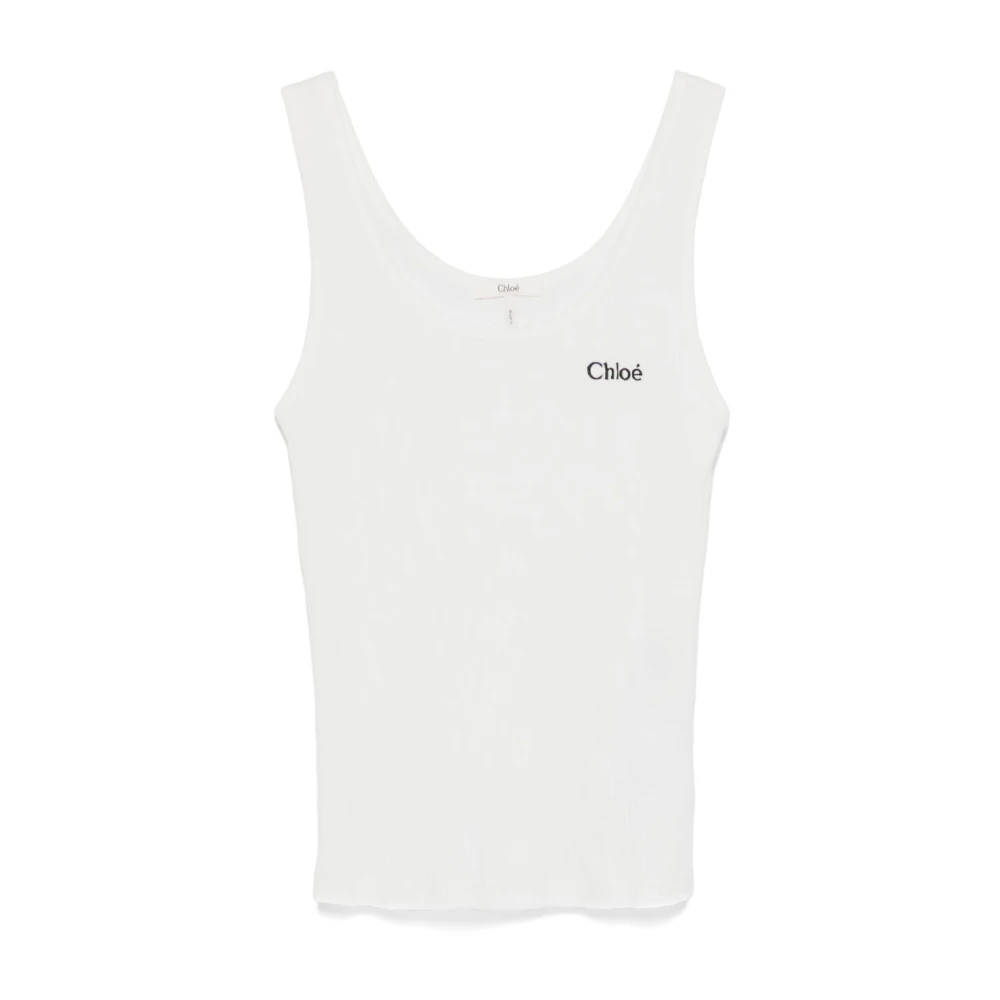 Chloé - Logo Jersey Tank Top - Tops - Damen - Weiß - L - Bild 10