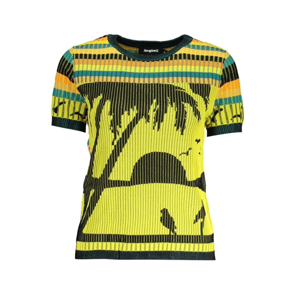 Desigual Damen Multicolor - Gelber Viskose Pullover - Knitwear - Mehrfarbig - L
