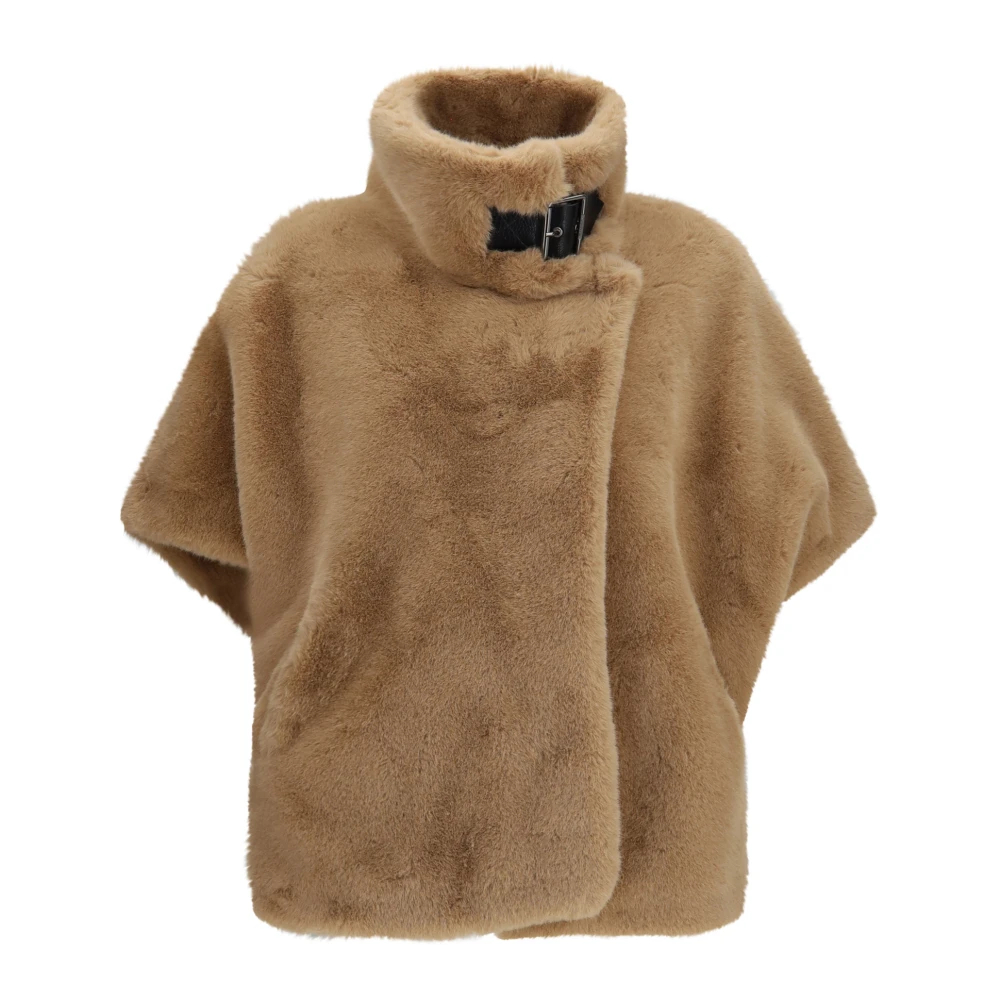 Pinko Damen Beige - Cape In Pelzoptik - M - Bild 4