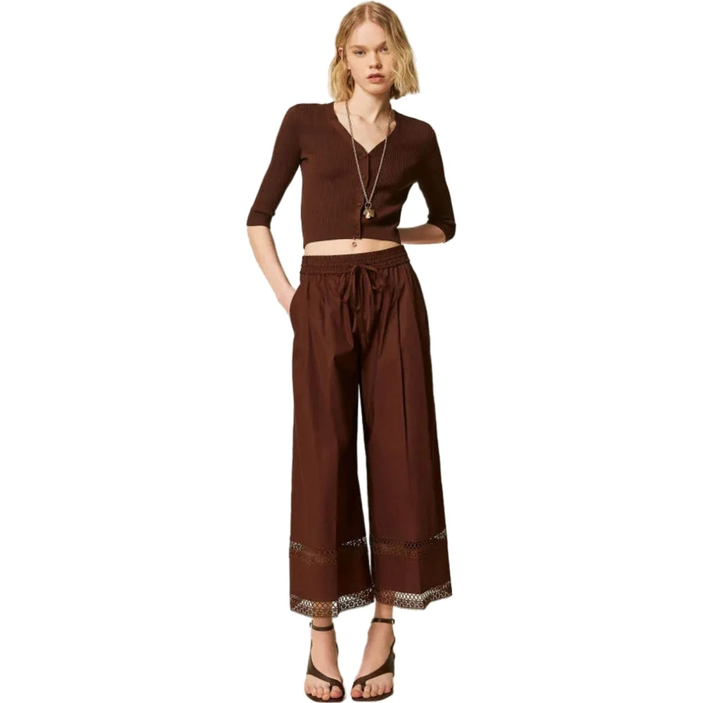 Twinset Damen Braun - Stretch-Baumwollhose - Trousers - M