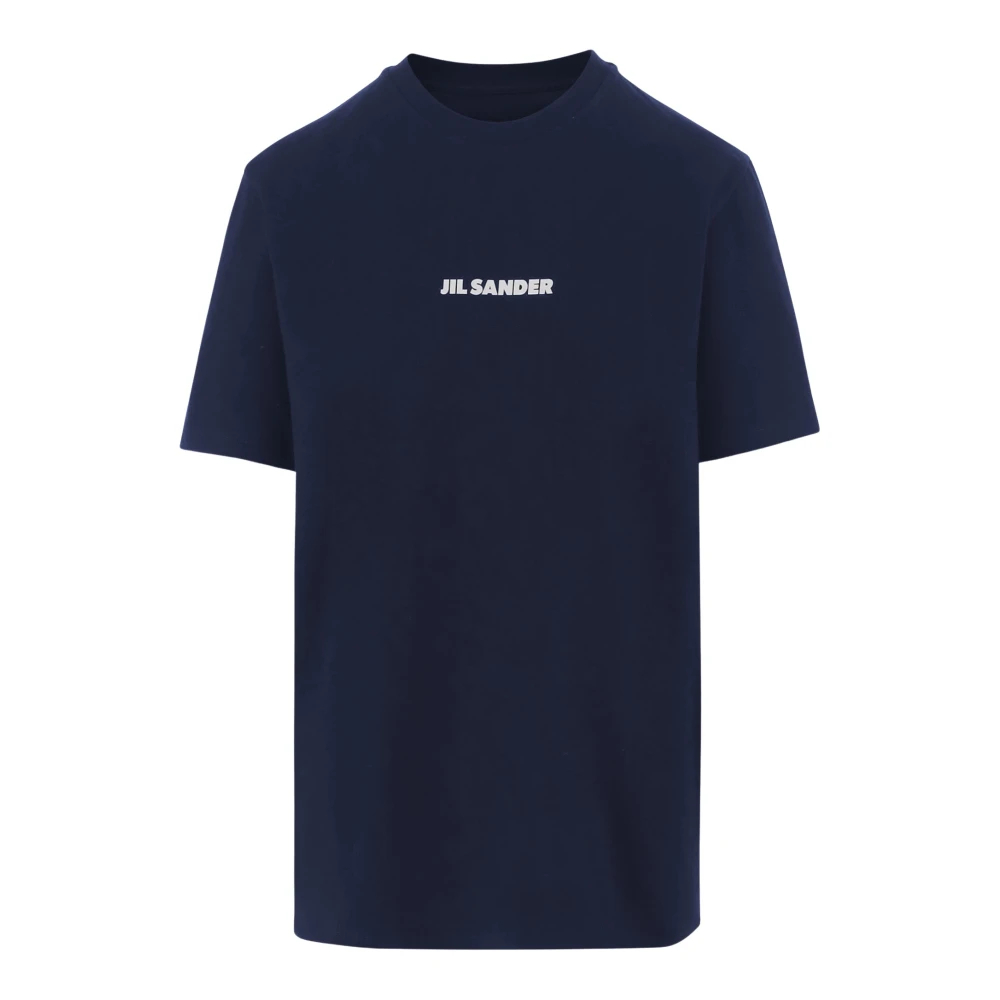 Jil Sander Damen Blau - Baumwoll-T-Shirt Mit Logo - Tops - Xs