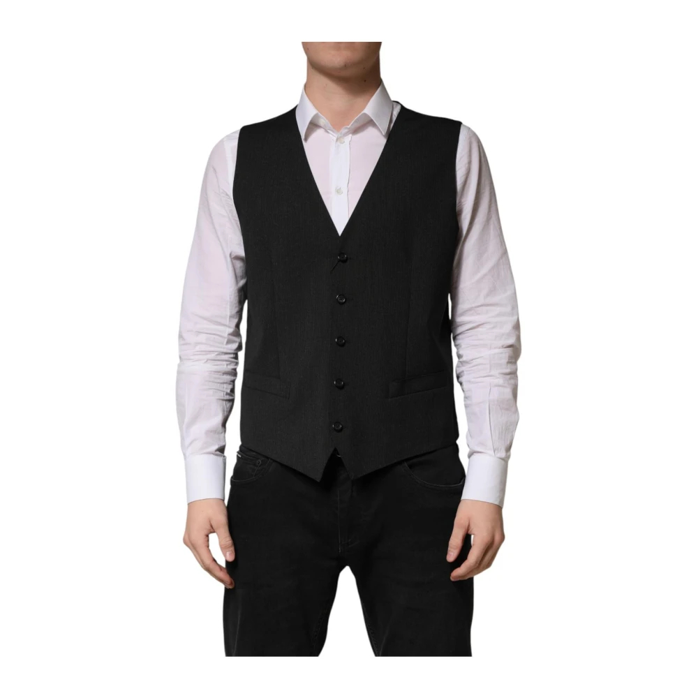 Dolce & Gabbana Herren Schwarz - Woll Formelle Weste - Suits - K - Xl