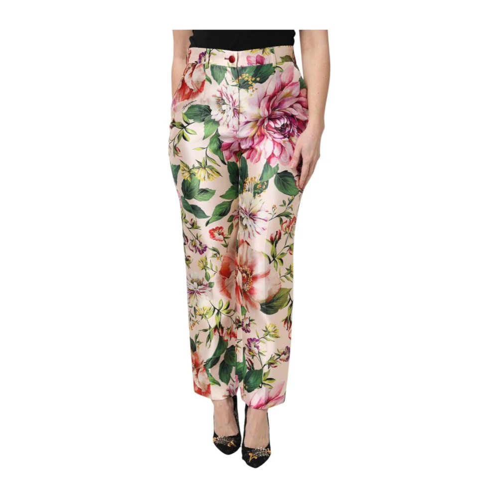 Dolce & Gabbana Damen Multicolor - Seidenhose Mit Blumenmuster - Trousers - Mehrfarbig - Xs