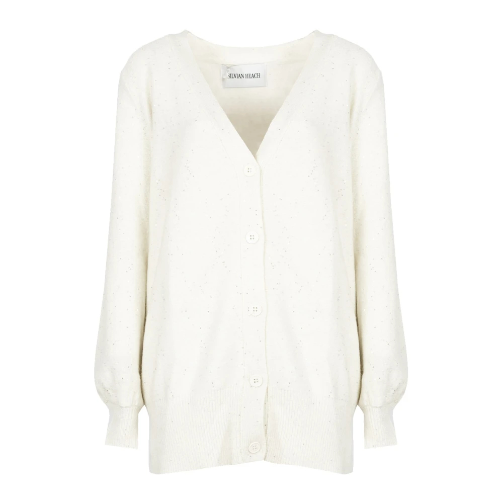 Silvian Heach Damen Weiß - Pailletten Strickjacke - Knitwear - Xs