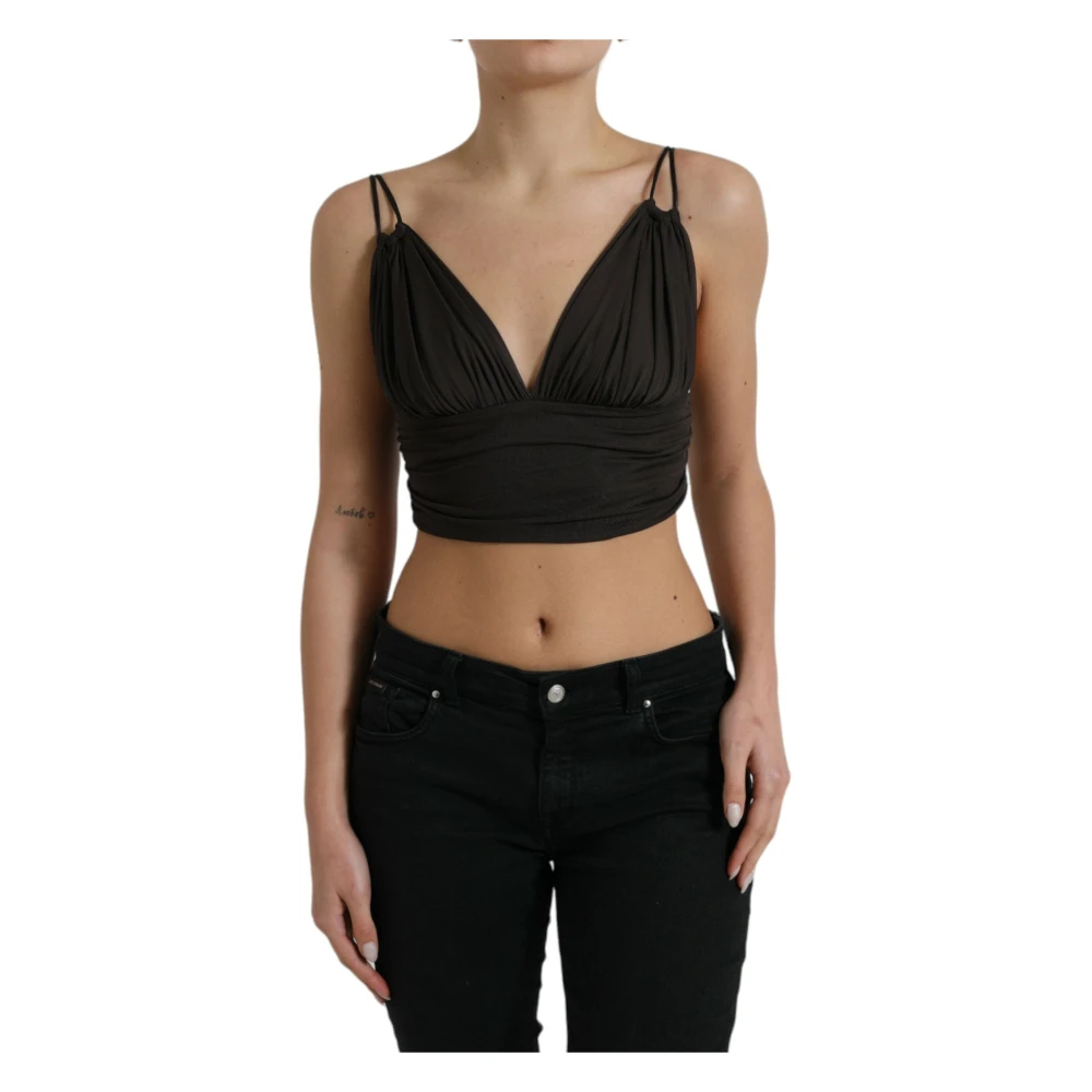 Dolce & Gabbana Damen Braun - Ärmelloses Crop Tank Top - Tops - S