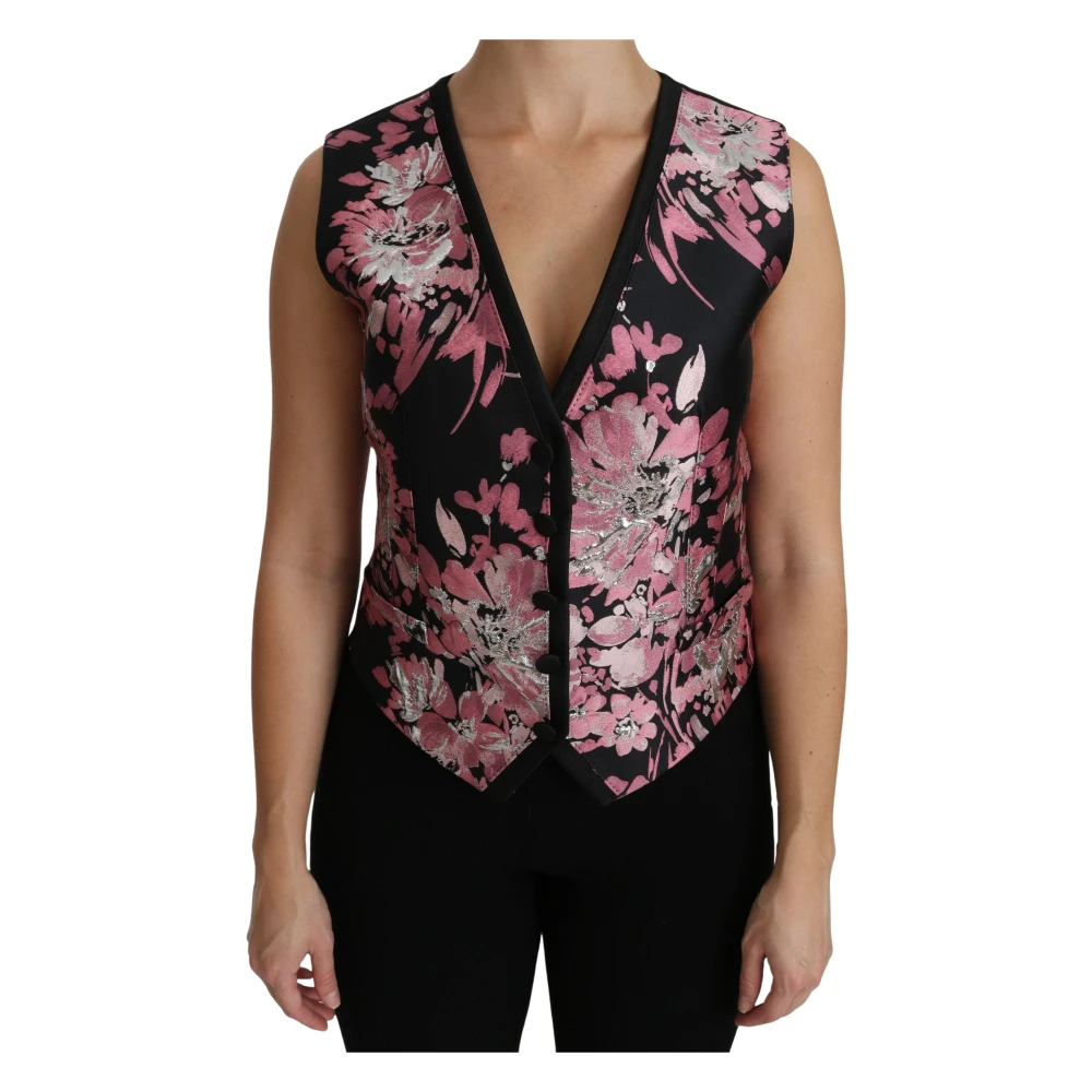 Dolce & Gabbana Damen Multicolor - Plunging Ärmelloses Westen-Top - Tops - Mehrfarbig - Xs