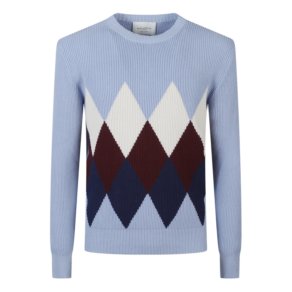 Ballantyne Herren Blau - R Neck Pullover - Knitwear - 2XL