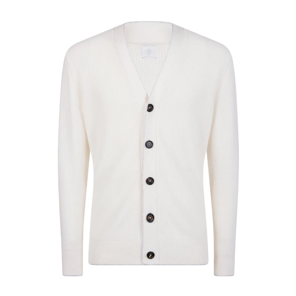 Eleventy Herren Weiß - English Rib Cardigan - Knitwear - L