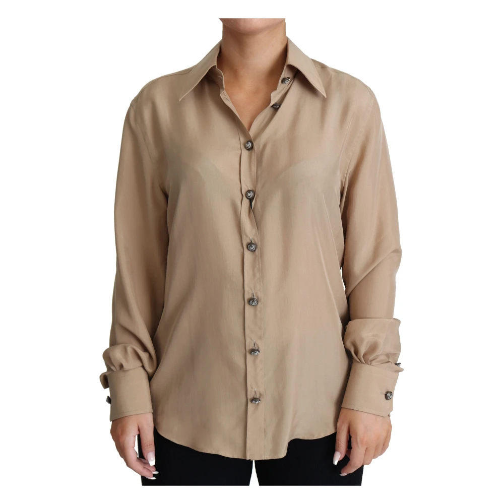 Dolce & Gabbana Damen Beige - Seidenhemd Mit Kragen - Blouses & Shirts - Xs
