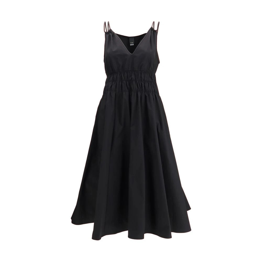 Pinko Damen Schwarz - Shirred V-Neck Dress - Dresses - K - L