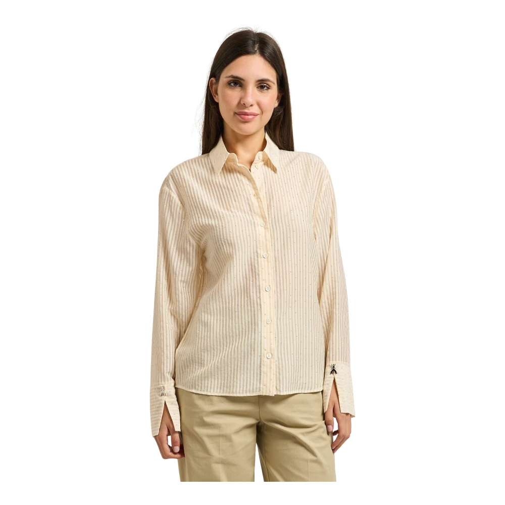 Patrizia Pepe Damen Beige - Fließendes Hemd Mit Schmucksteinen - Blouses & Shirts - M
