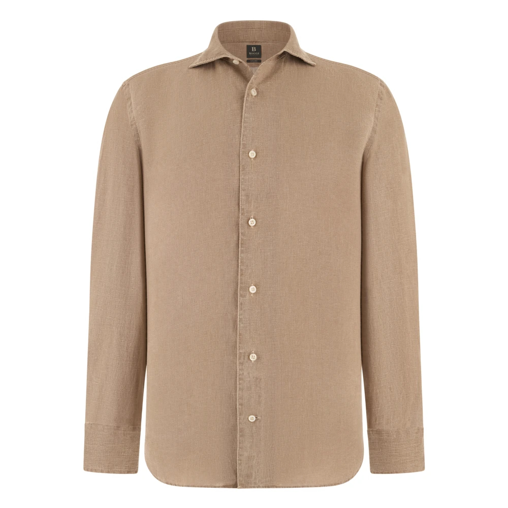 Boggi Milano Herren Beige - Regular Fit Leinenhemd - Shirts - L