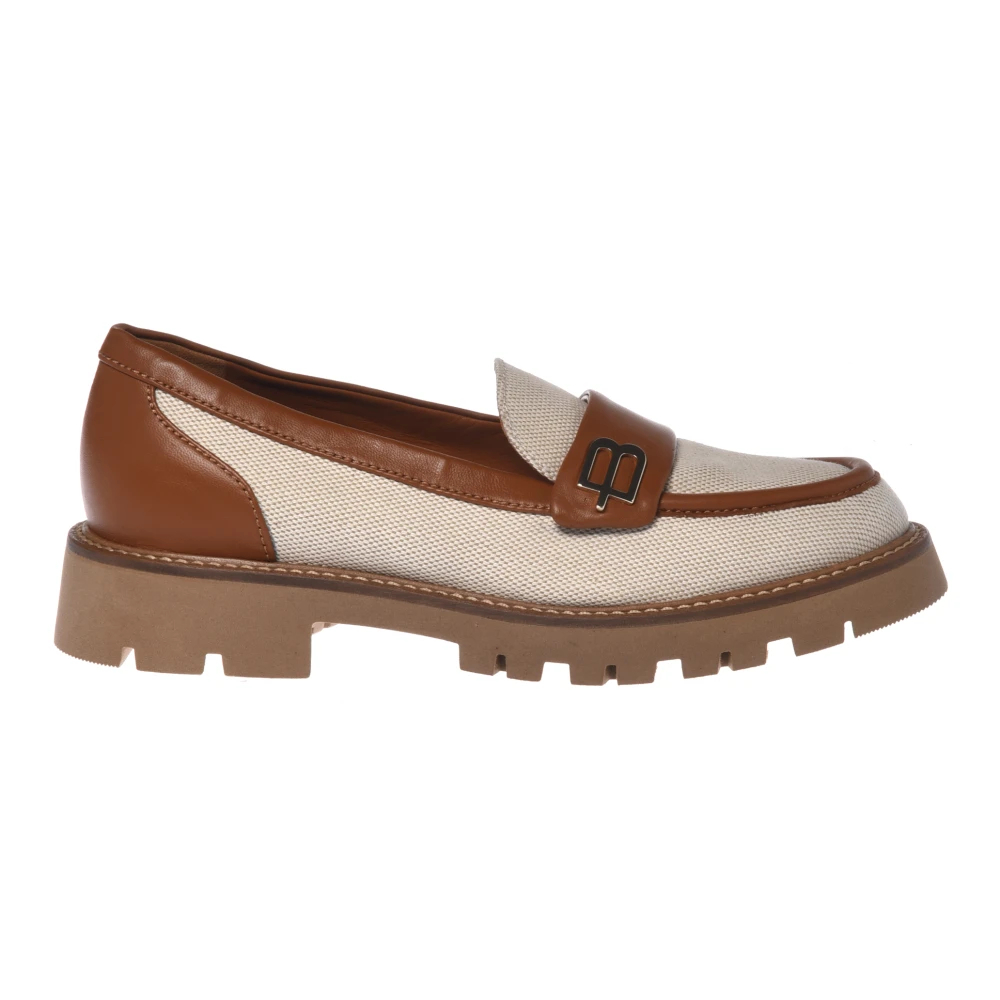 Baldinini - Canvas Und Leder Loafer - Shoes - Damen - Beige - 36 Eu