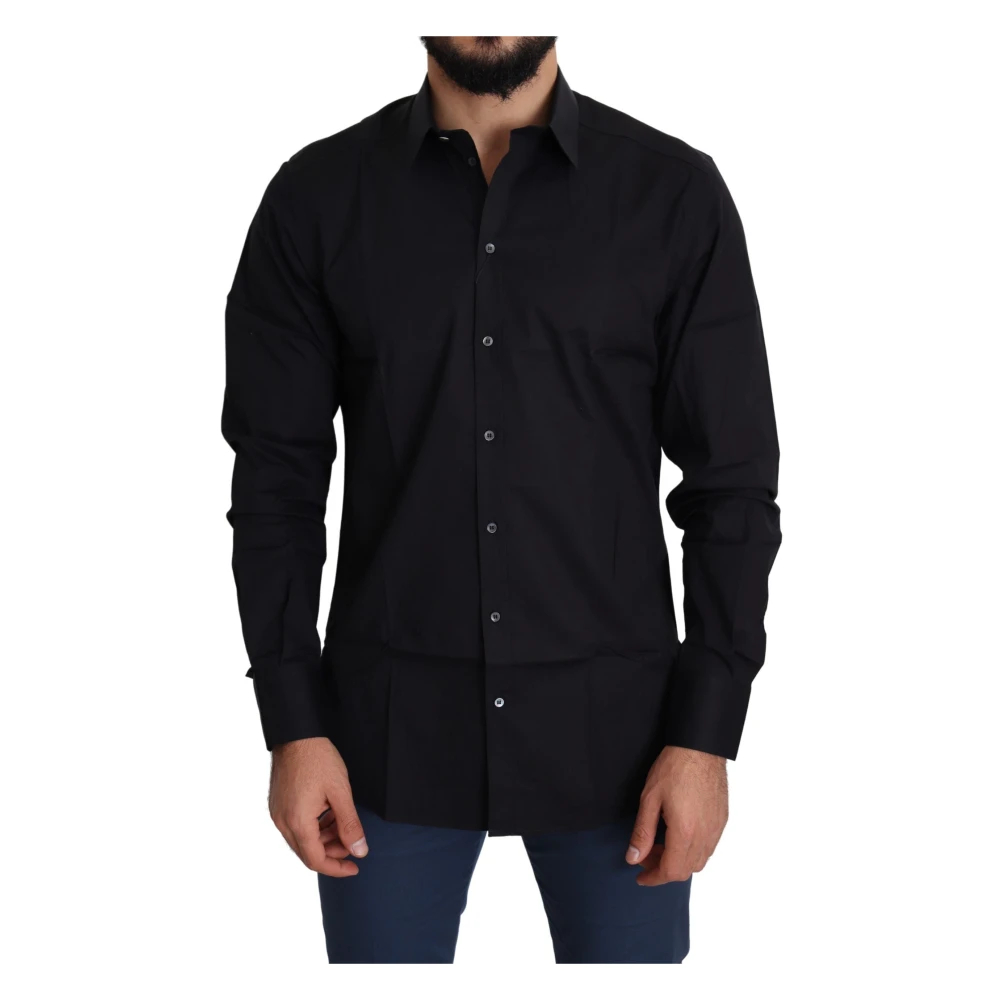 Dolce & Gabbana Herren Schwarz - Langärmeliges Hemd Mit Kragen - Shirts - K -Xs