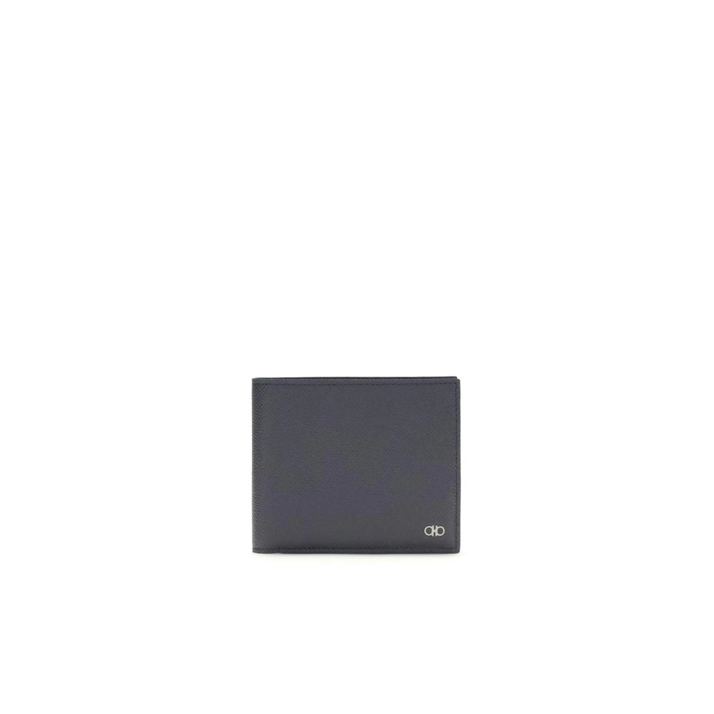 FERRAGAMO | Dark navy blue hammered calfskin Gancini wallet | Man | PZ - Bild 8