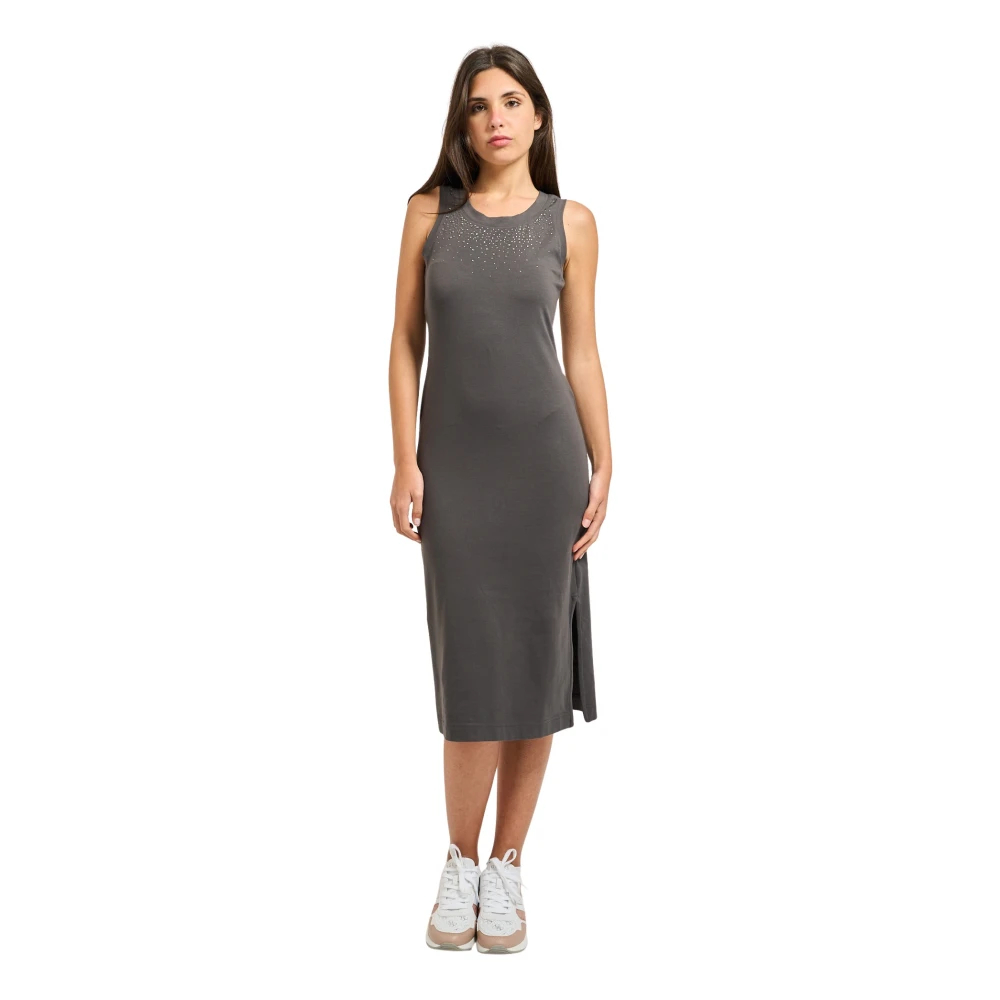 Emporio Armani Damen Grau - Langes Kleid Mit Strasssteinen - Dresses - Xs