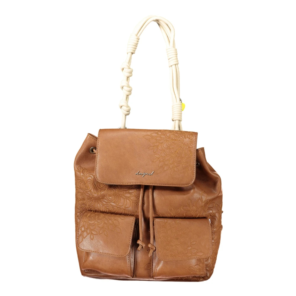 Desigual Damen Neutral – Kleiner Rucksack In Braun Mit Stickerei - Bild 4