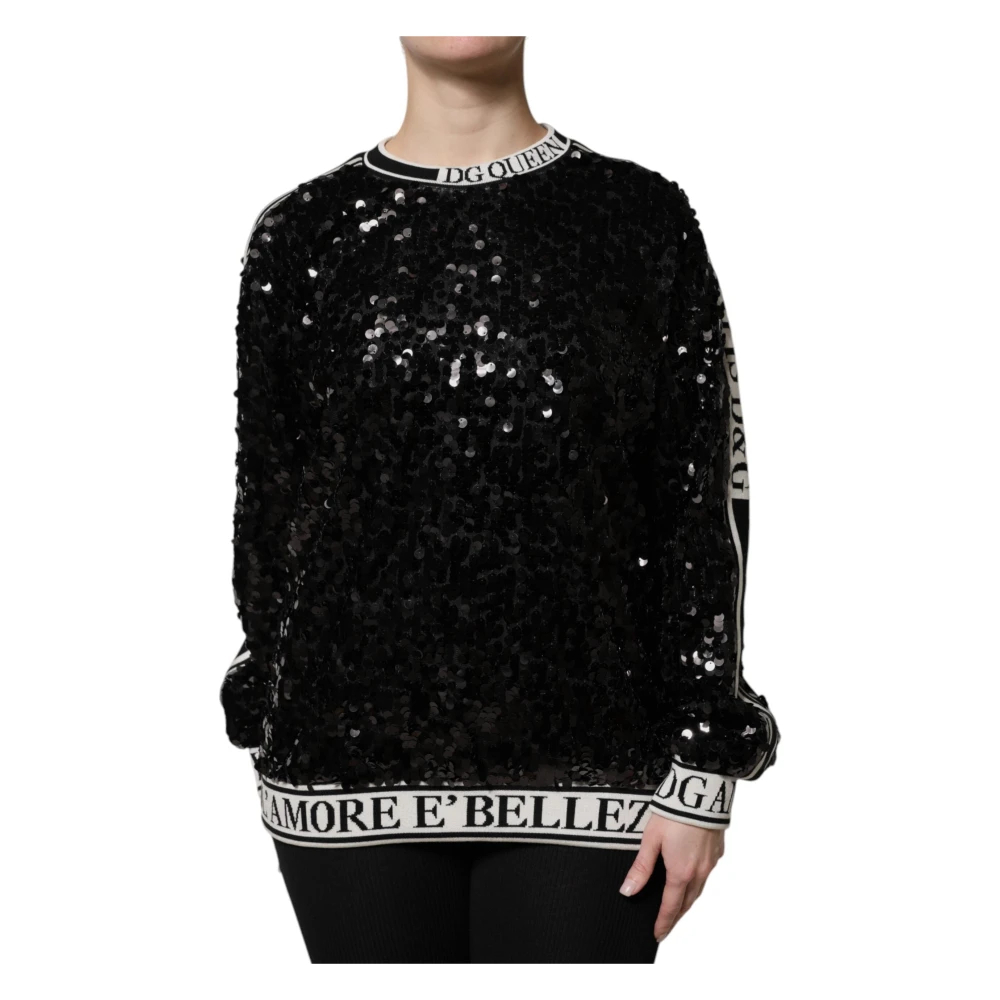 Dolce & Gabbana Damen Schwarz - Sequin Pullover Sweater - Knitwear - K - Xs