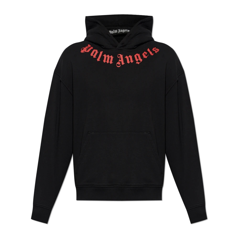 Palm Angels Herren Schwarz - Neck Logo Hoodie - Sweatshirts & Hoodies - K - S