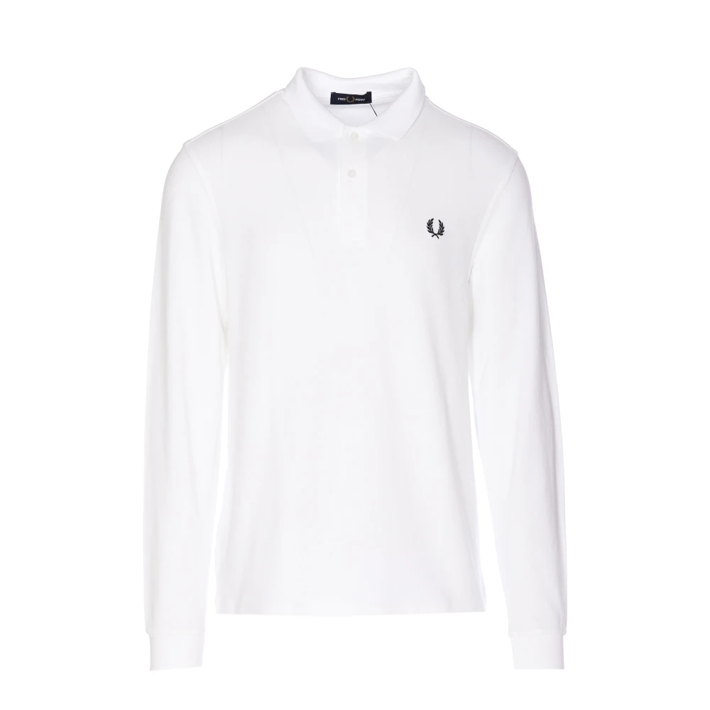 Fred Perry Herren Weiß Für M6006 Einfarbiges Poloshirt Mit Langen Ärmeln (S), Lässig, Baumwolle, Langarm - Bild 5