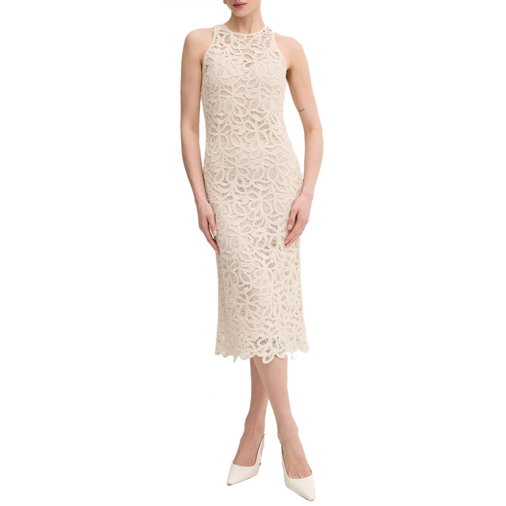 Patrizia Pepe Damen Beige - Midikleid Mit Rundhalsausschnitt - Dresses - S