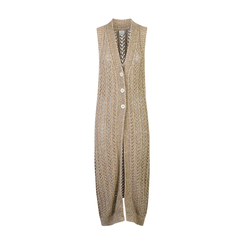 Eleventy Damen Beige - Maglia Cardigan Smanicato - Knitwear - L
