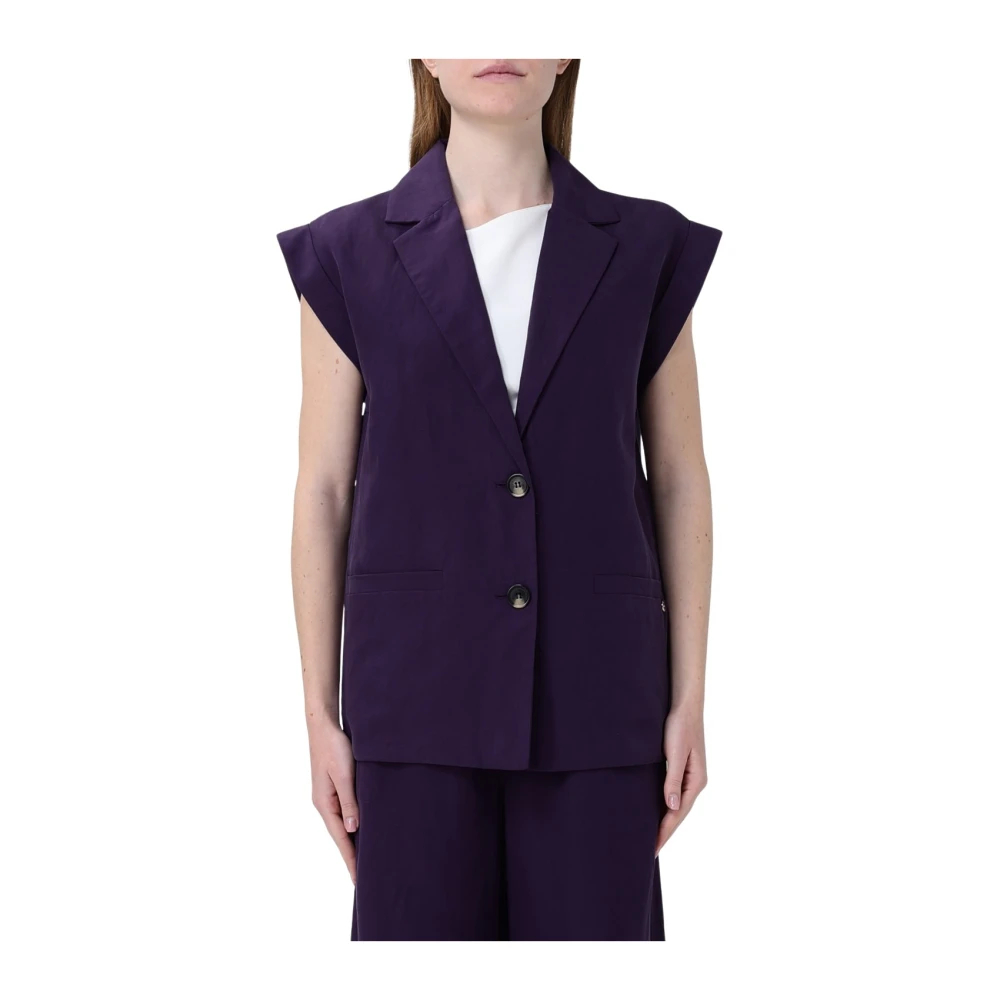 Liu Jo Damen Violett - Gilet In Leinenmischung - Jackets - Lila -L