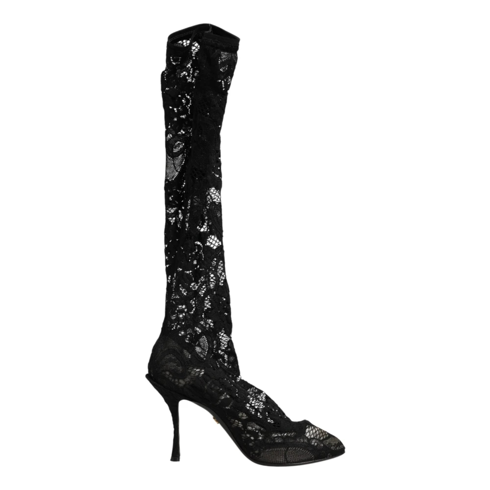 Dolce & Gabbana Damen Schwarz - Taormina Lace Sock Boots - Shoes - K - 37 1/2 Eu