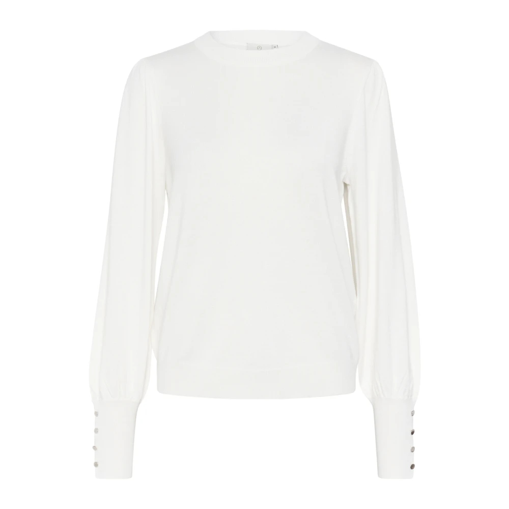 Kaffe Damen Beige Pullover Mit Rundhalsausschnitt Und Knöpfen Für Lizza - Bild 5