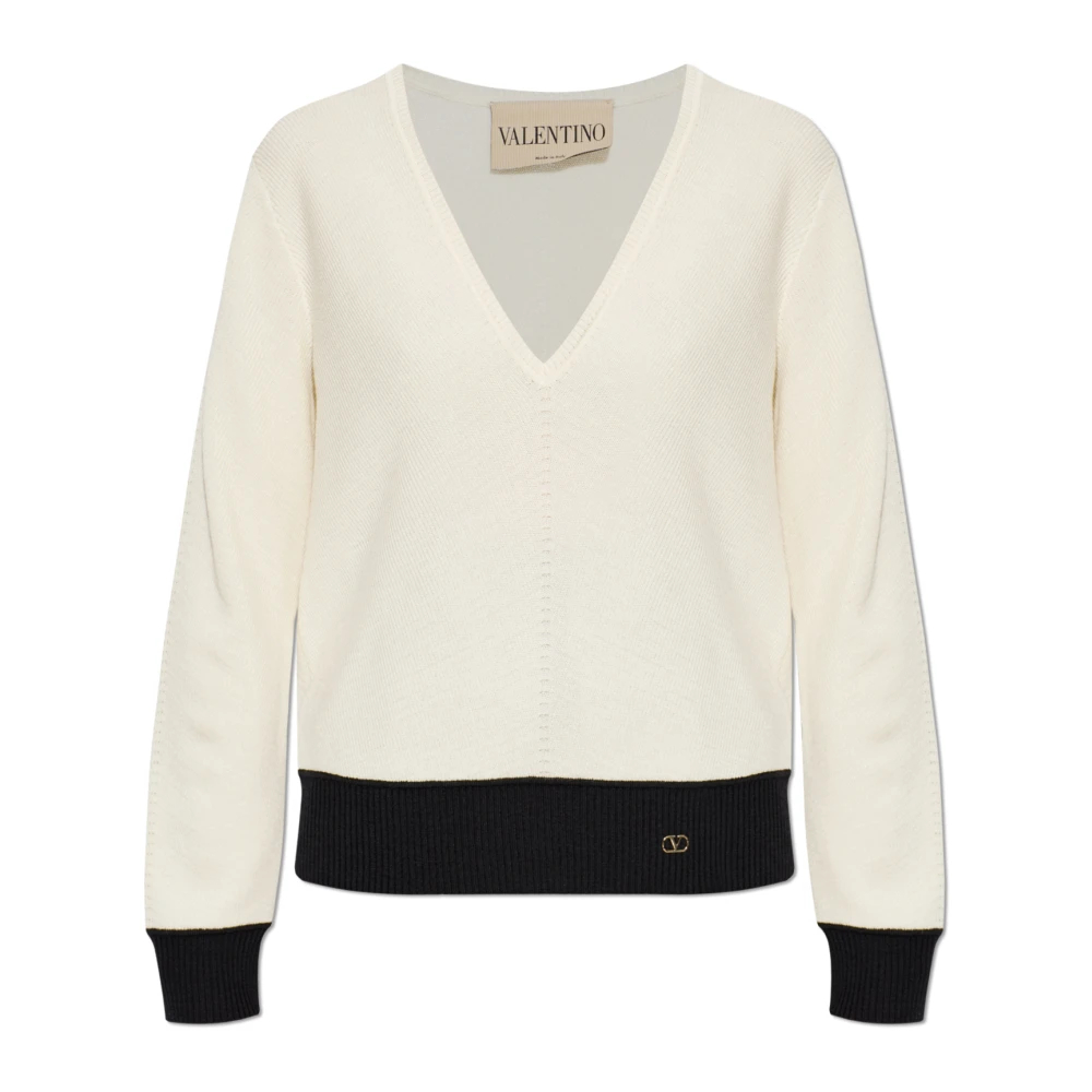 Valentino Garavani - V-Ausschnitt Pullover - Knitwear - Damen - Beige - L