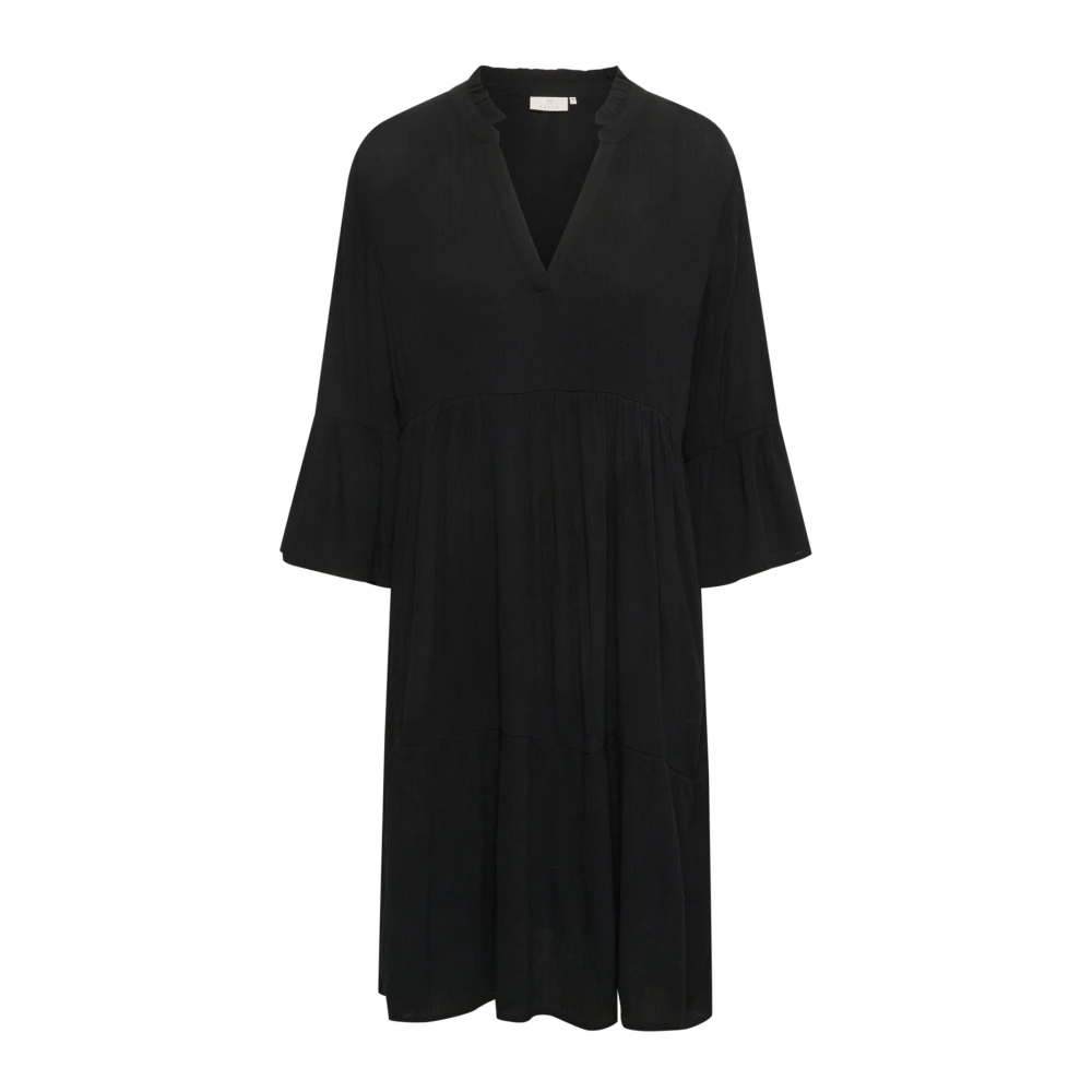 Kaffe Damen Schwarz Deep Midikleid "Kaffe Kleid 3/4 Arm A-Linie Freizeitkleid Rüschenkleid" erhältlich in Größe von Baur - Bild 6