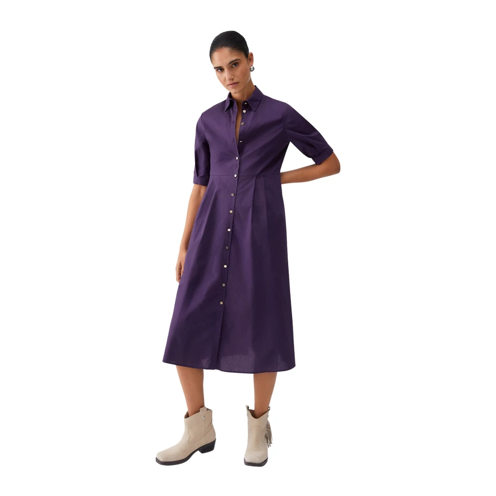 Liu Jo Damen Violett - Abito Midi In Popeline - Dresses - Lila -M