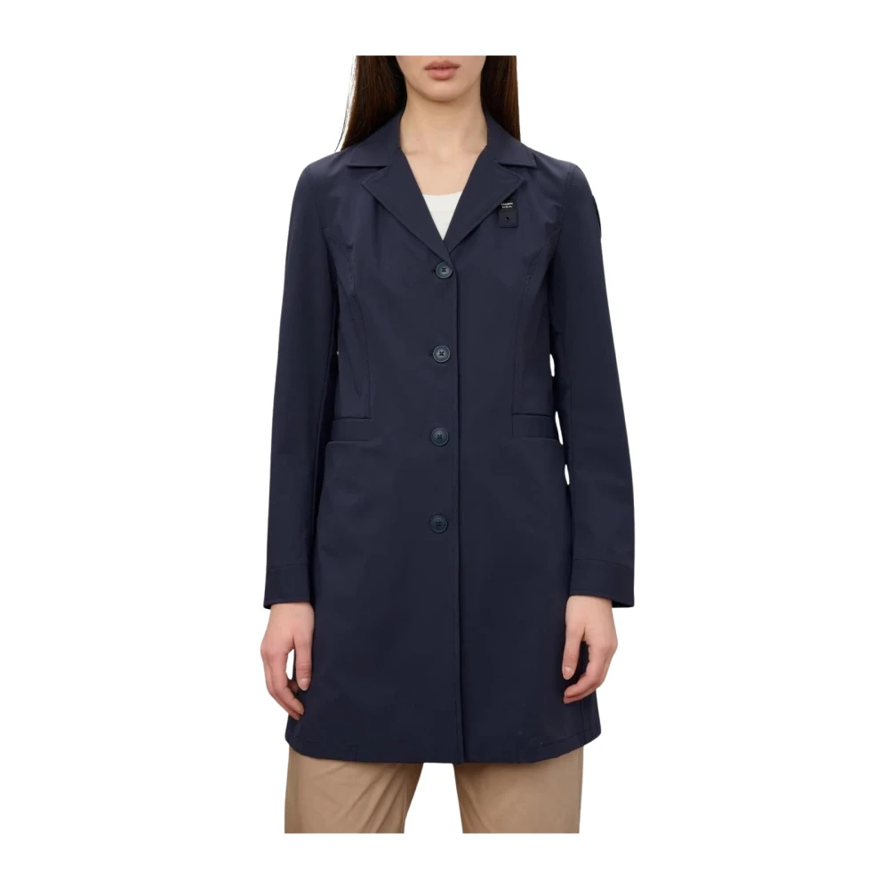 Blauer Damen Blau Er - Langer Gabardine Parka - Coats - Xl