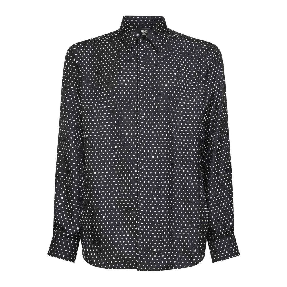 Fendi Herren Schwarz - Falena Dots Seidenhemd - Shirts - K -Xl
